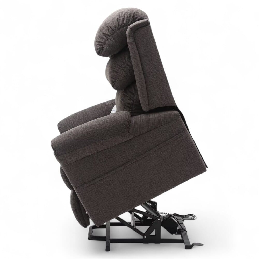 walmesley dual motor riser recliner chair mink rise side view