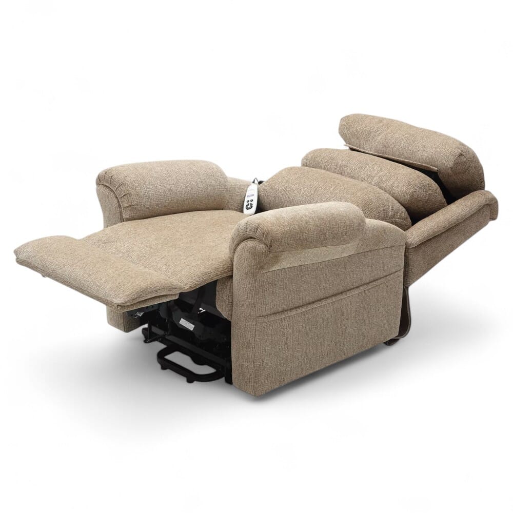 walmesley dual motor riser recliner chair oatmeal reclined flat