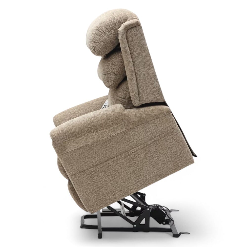 walmesley dual motor riser recliner chair oatmeal rise side view