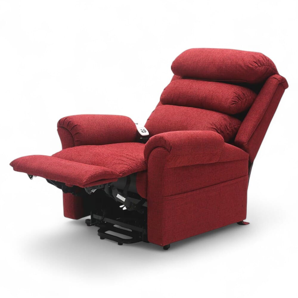 walmesley dual motor riser recliner chair red leg rest raised