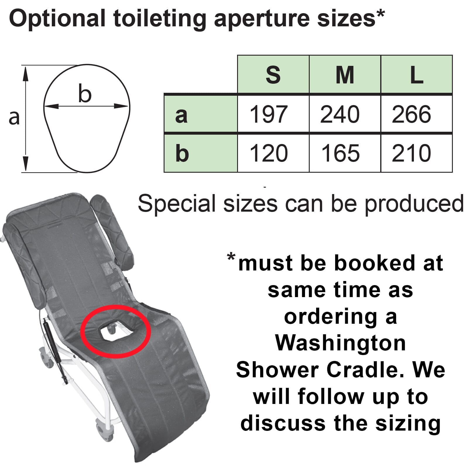 washington tilting shower cradle toileting aperture