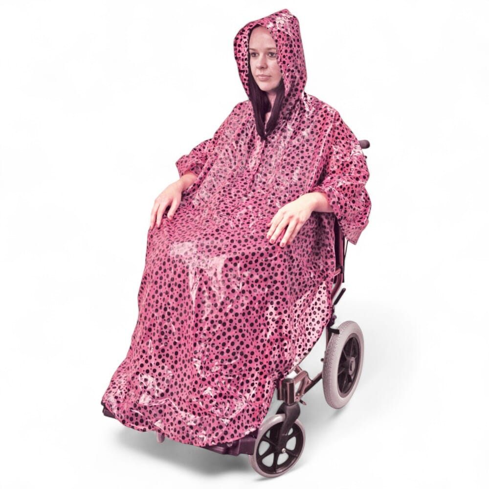 waterproof wheelchair poncho pink polka dot