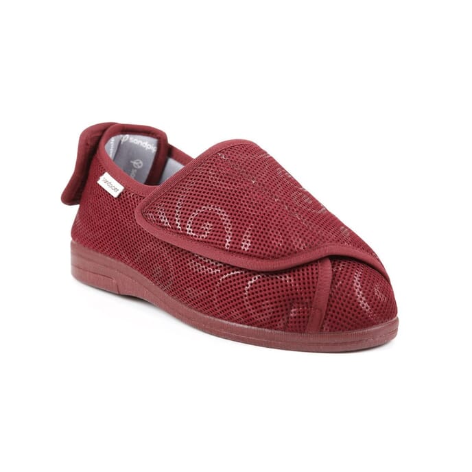 wendy ladies extra wide slipper wine swirl