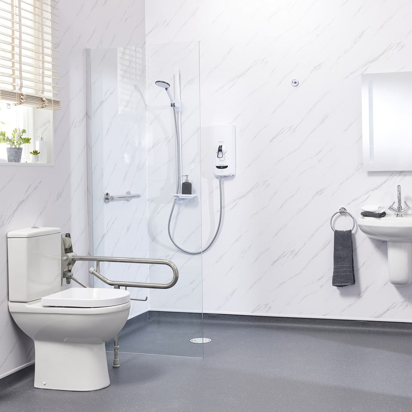 wet room showing toilet and shower