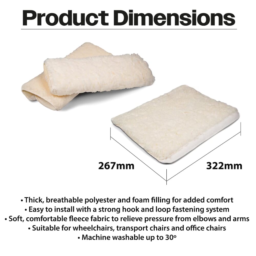 wheelchair armrest support pads pair dimensions