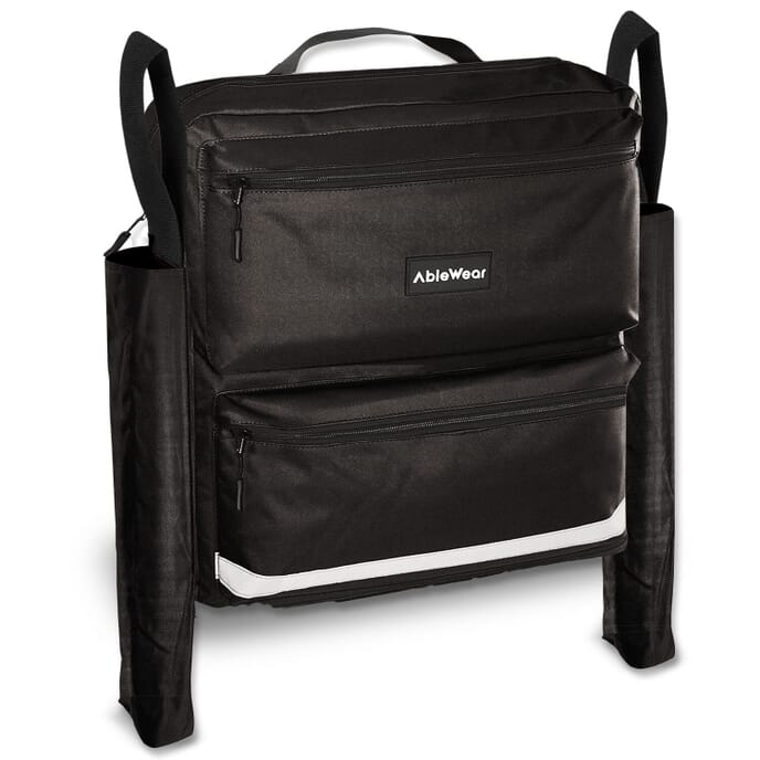 wheelchair bag with crutch pockets black