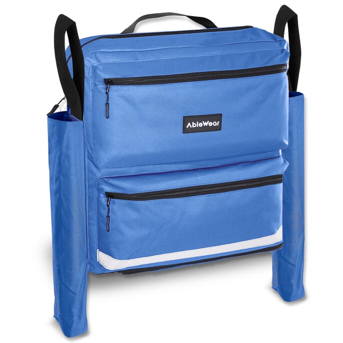 wheelchair bag with crutch pockets blue