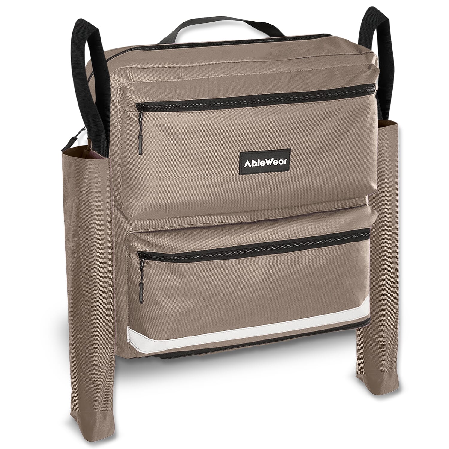 wheelchair bag with crutch pockets grey