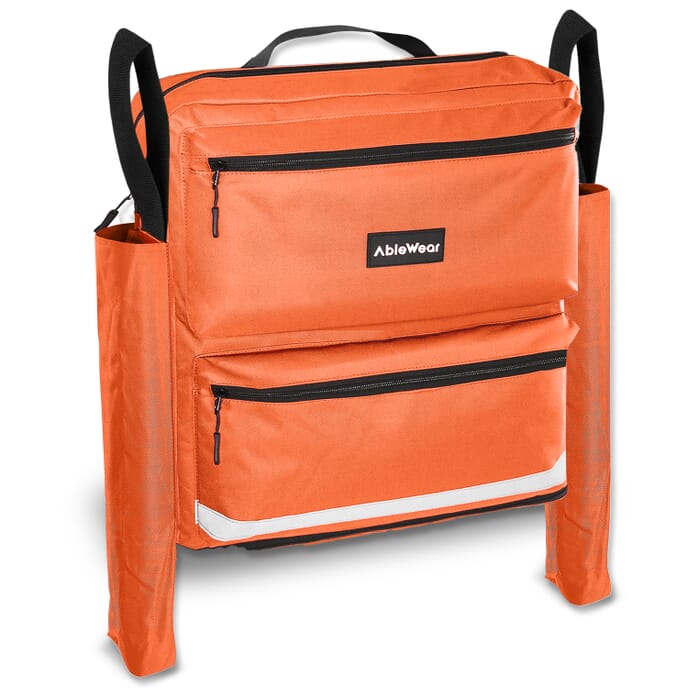 wheelchair bag with crutch pockets orange