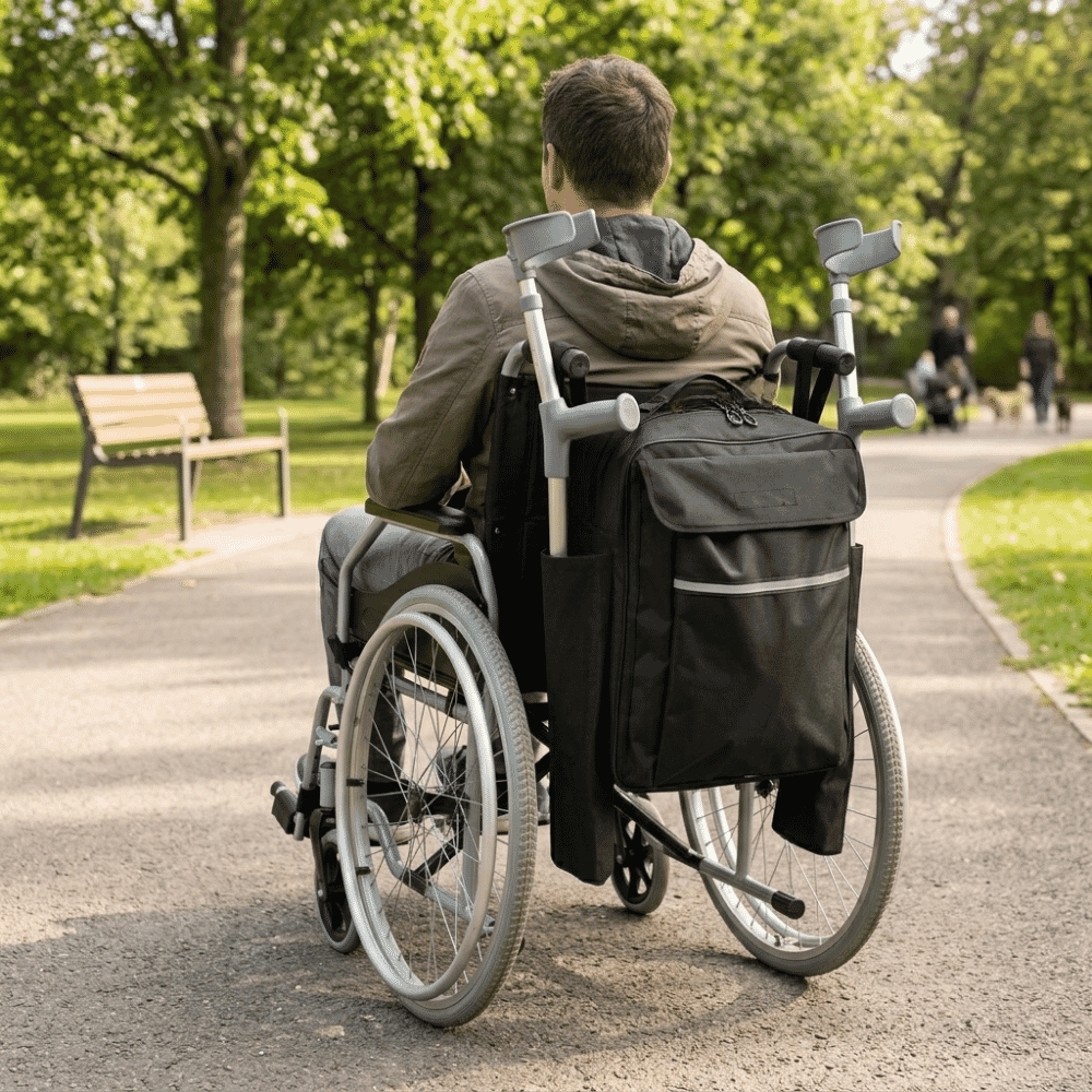 wheelchair crutch bag lifestyle