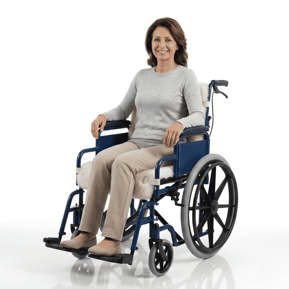 wheelchair fleece in use