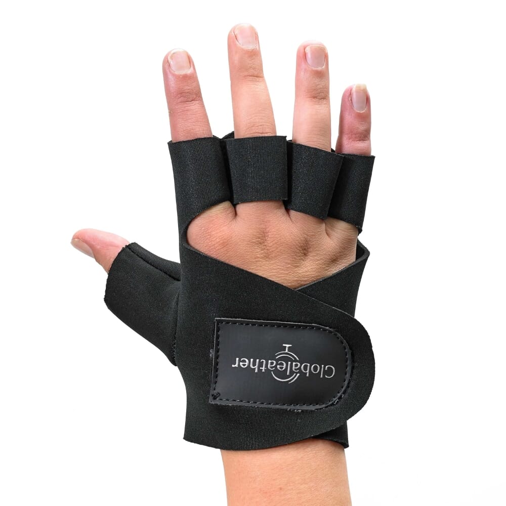 wheelchair gloves on hand back