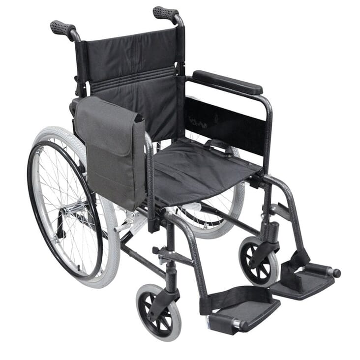 wheelchair pannier bag on wheelchair