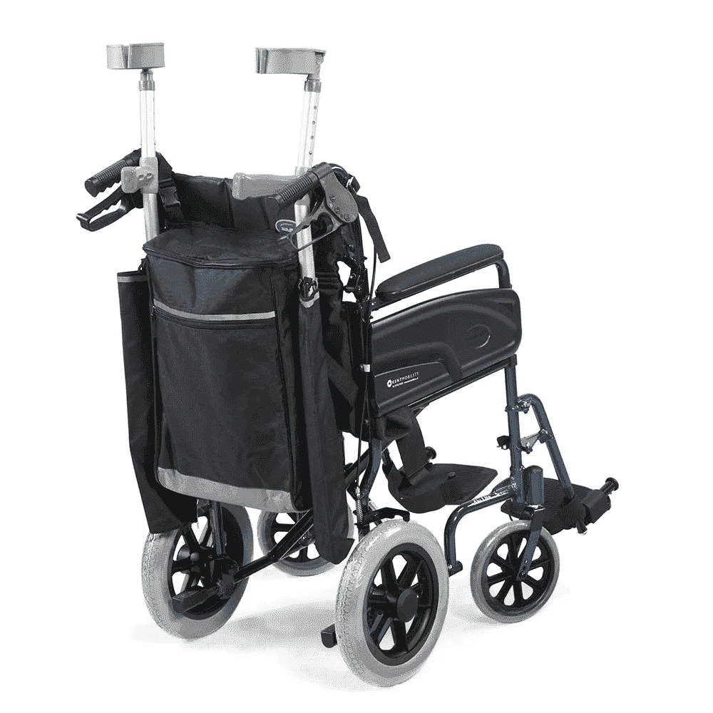 wheelchair scooter mobility crutch bag black grey