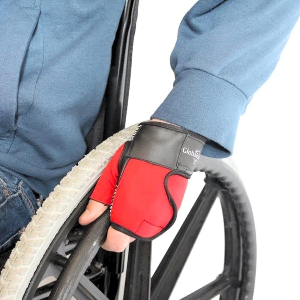 wheelchair wraps red in use