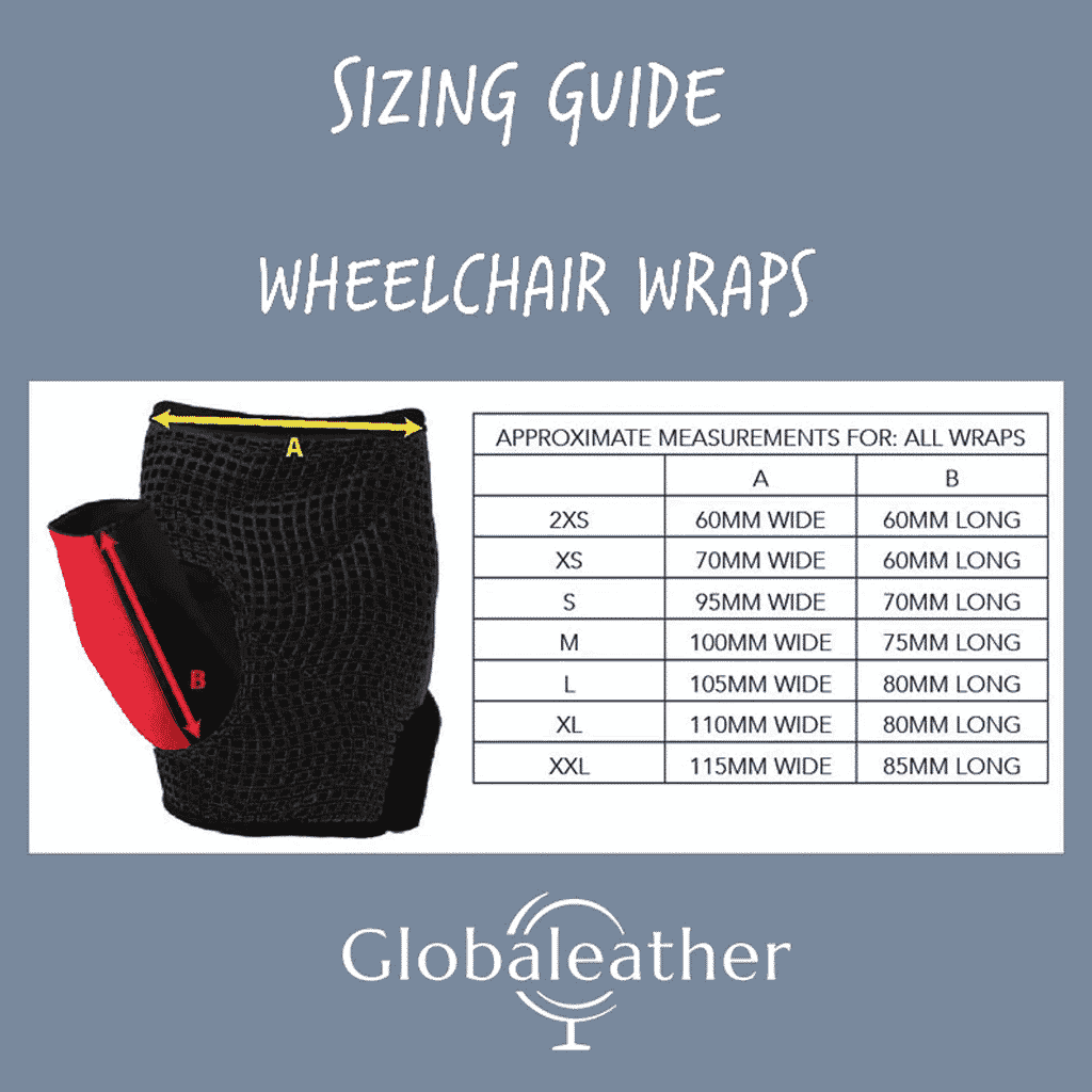 wheelchair wraps red size chart