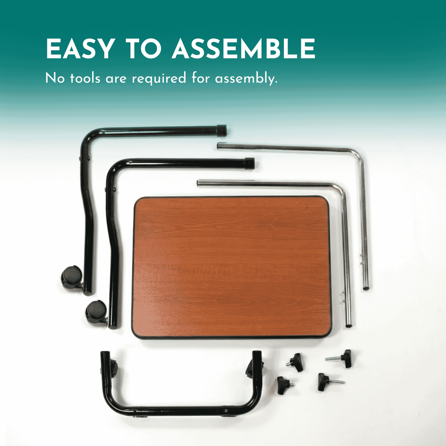 wheeled over chair table easy to assemble