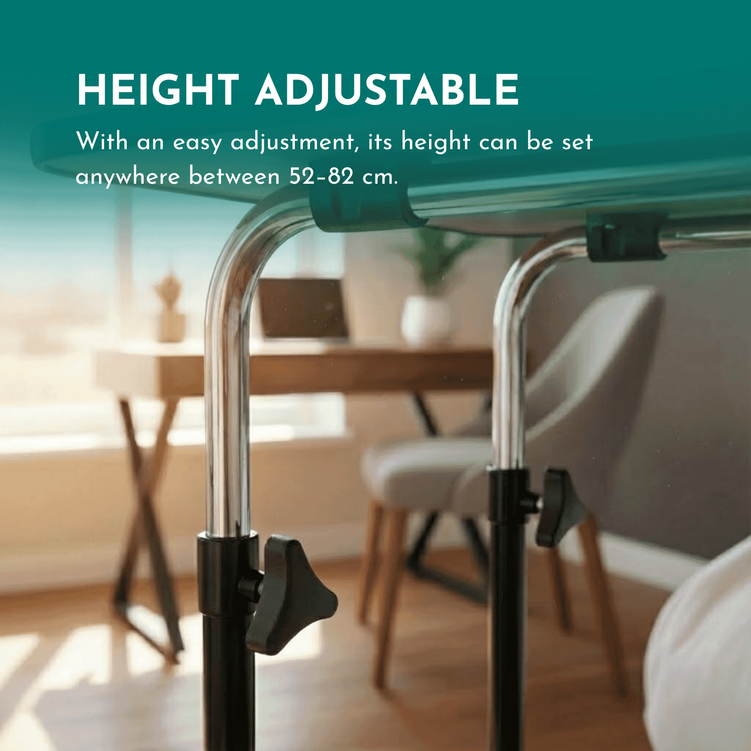 wheeled over chair table height adjustable
