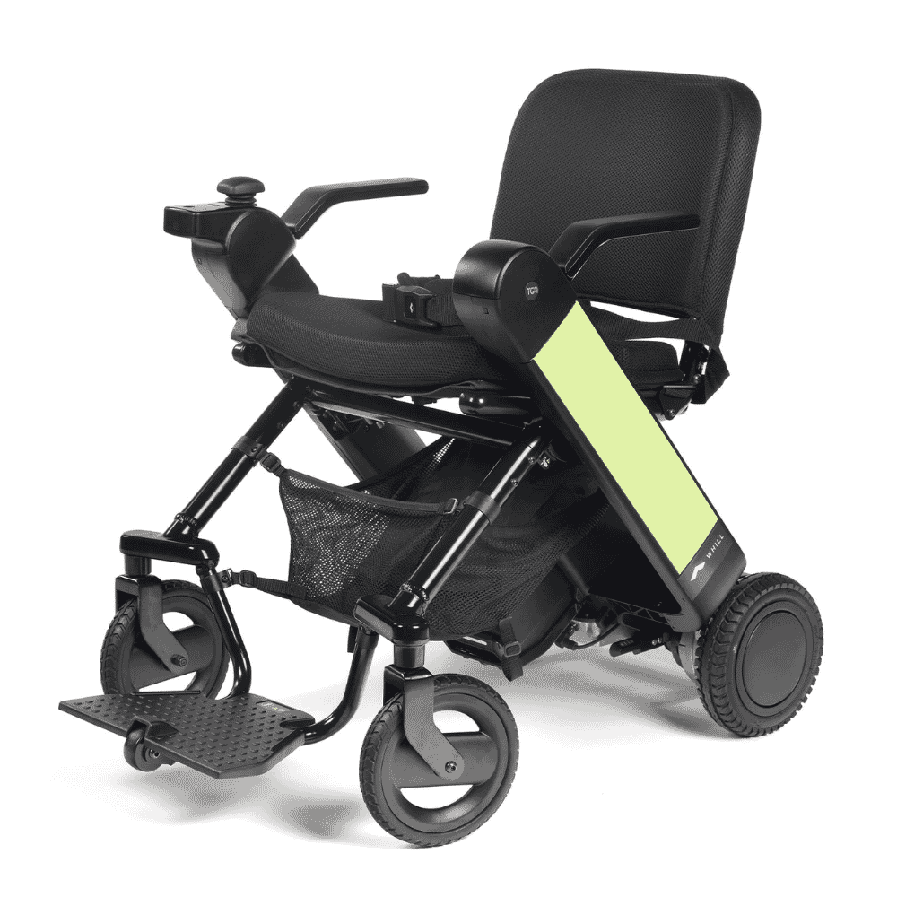 whill f folding electric wheelchair lime green
