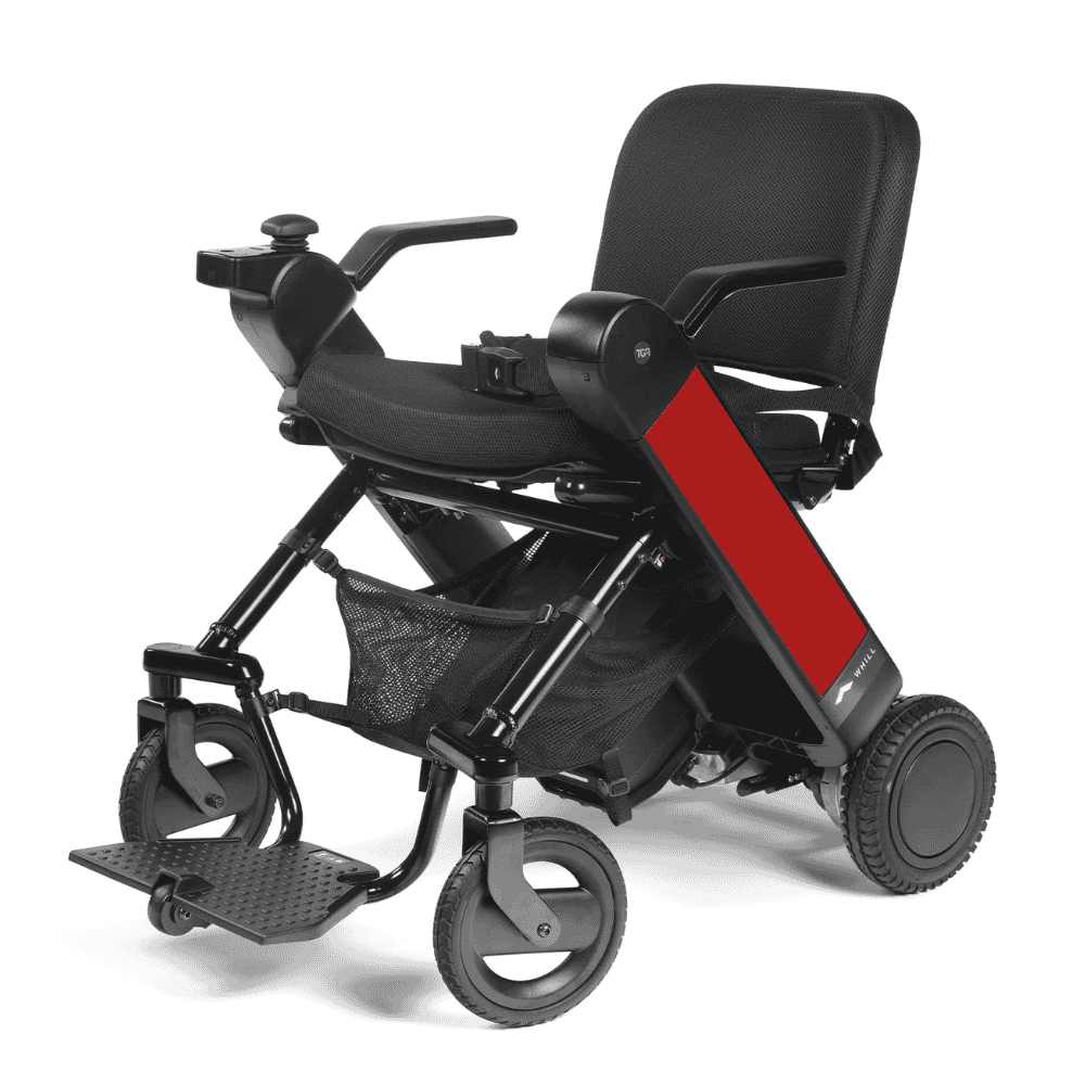 whill f folding electric wheelchair red