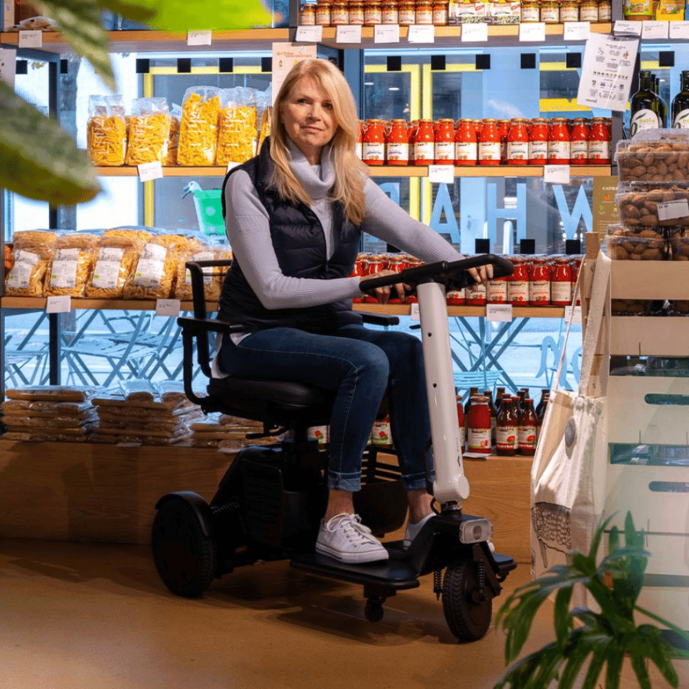 whill r three wheel mobility scooter in use