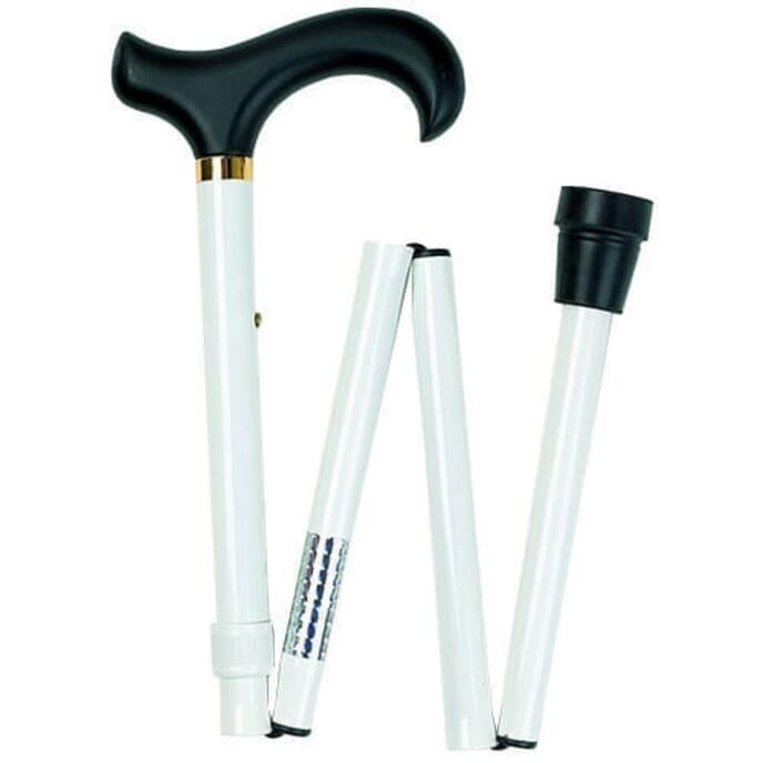 white foldable walking stick