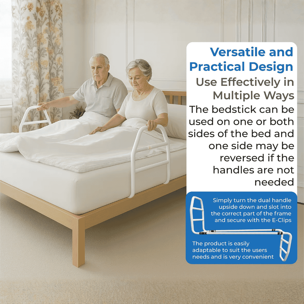 white solo bedstick bed rail versatile