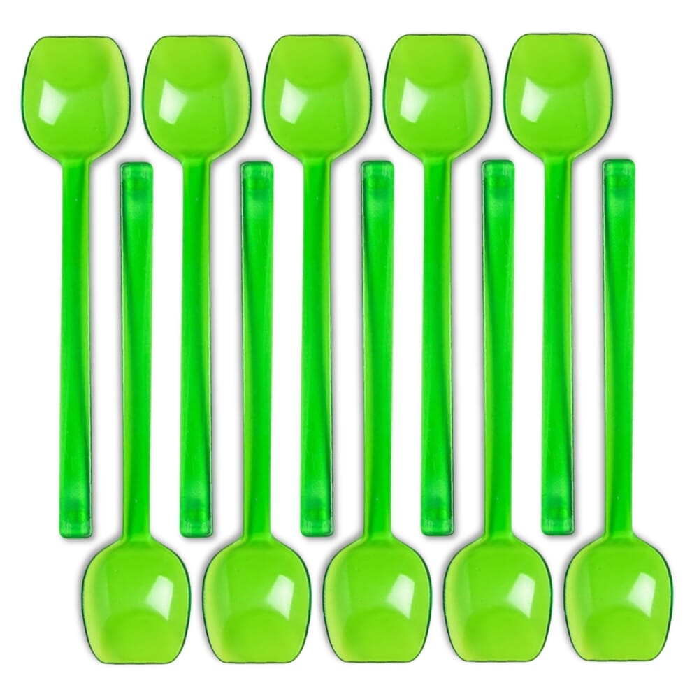 wide flat edge spoon green pack of 10