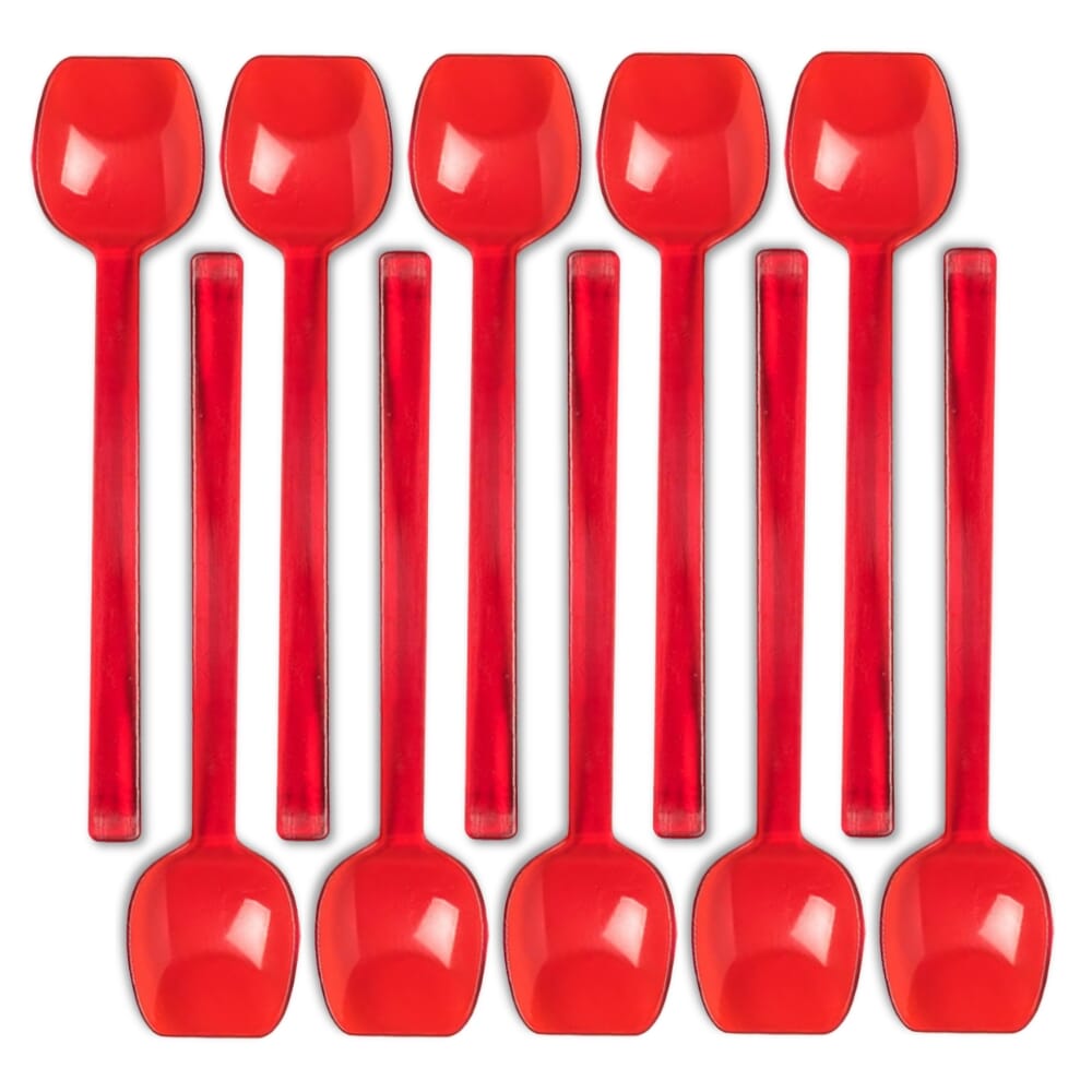 wide flat edge spoon red pack of 10
