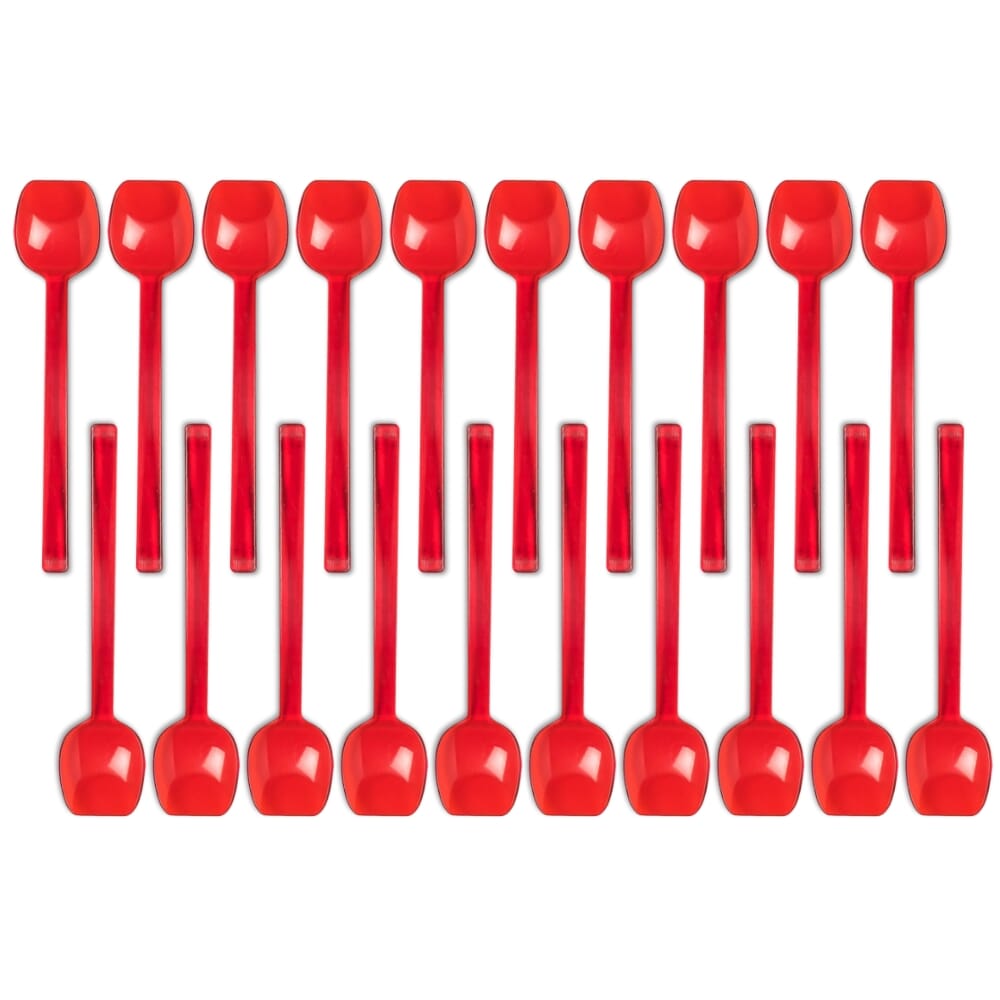 wide flat edge spoon red pack of 20