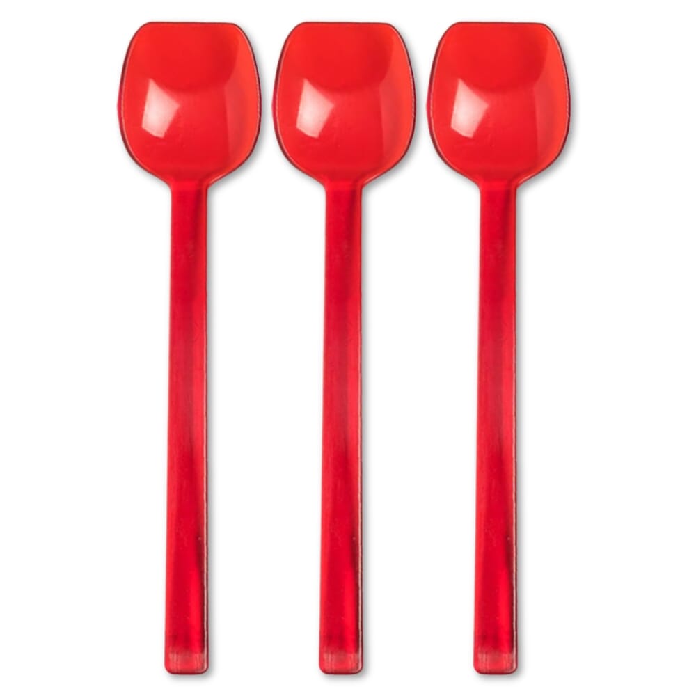 wide flat edge spoon red pack of 3