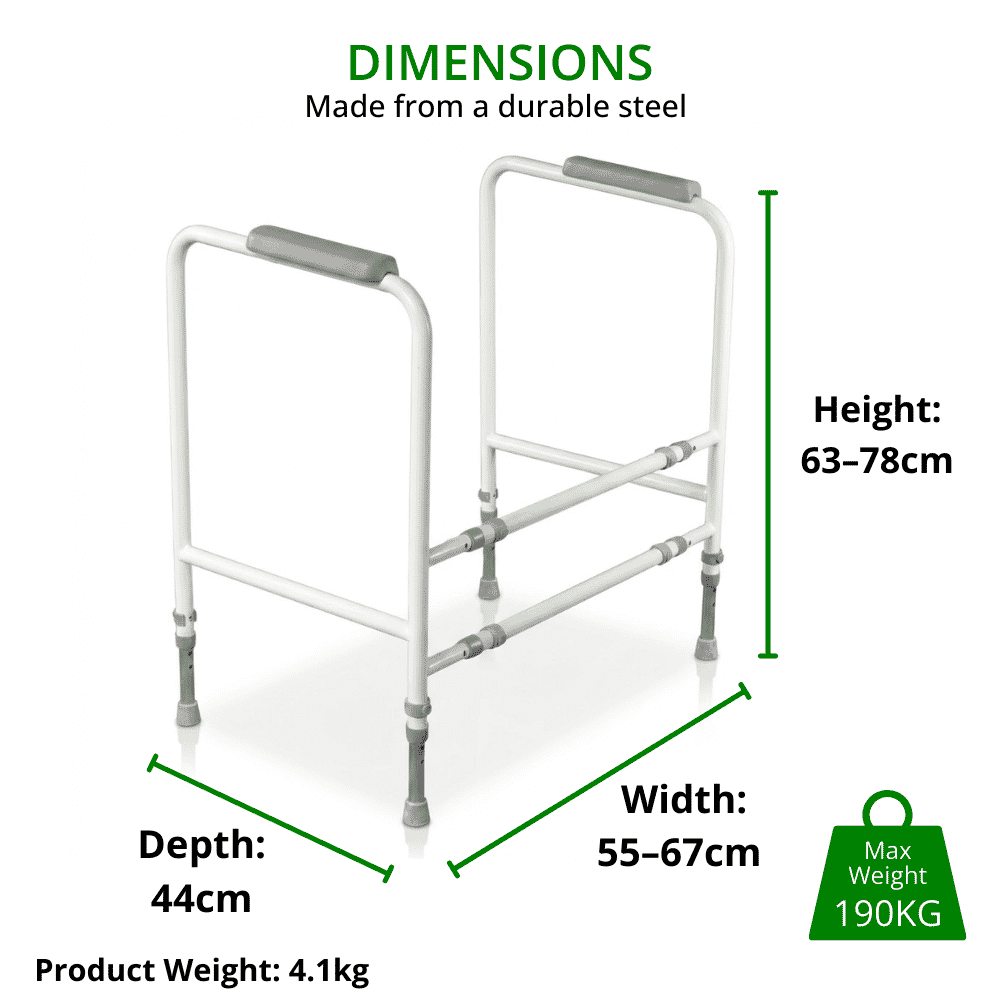 width adjustable economy toilet frame dimensions