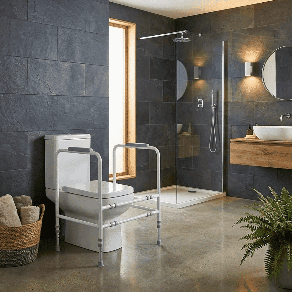 width adjustable economy toilet frame lifestyle