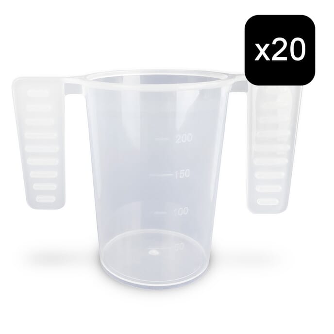 wing handled plastic beaker pack of 20