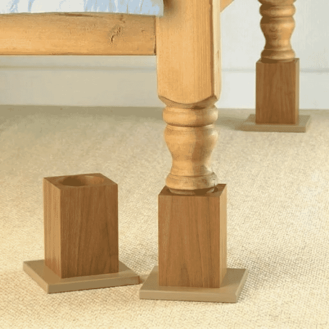 wooden bed raisers light