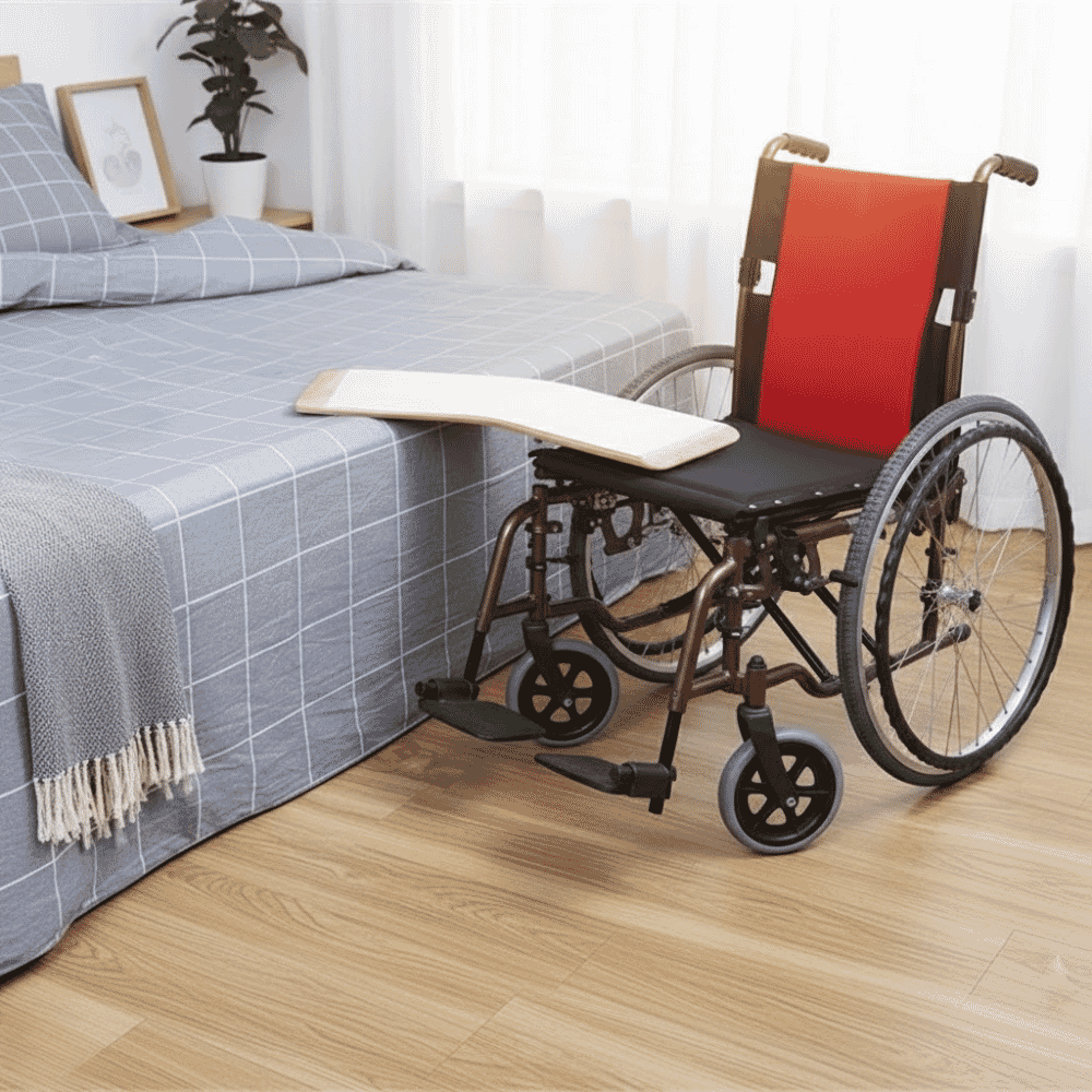 wooden curved transfer board in situ