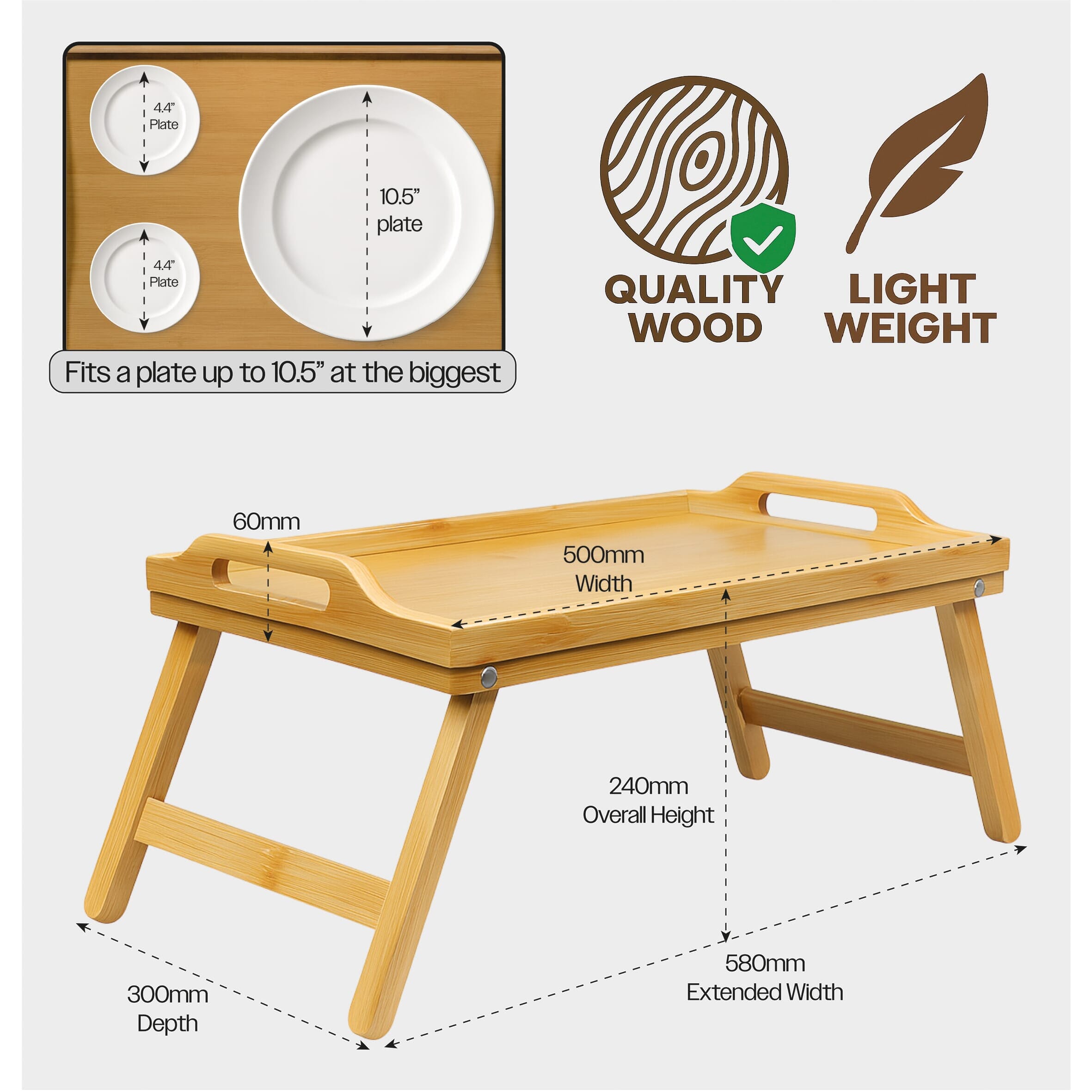 wooden lap tray table with folding legs dimensions