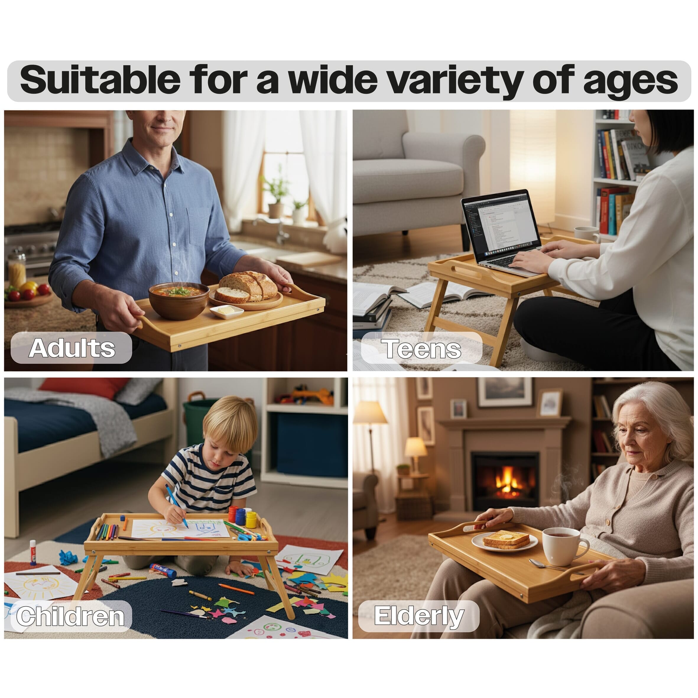 wooden lap tray table with folding legs users