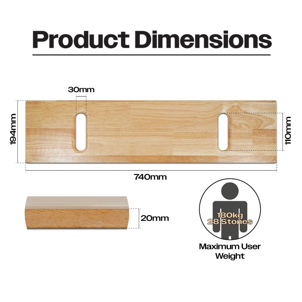 wooden patient transfer board dimensions