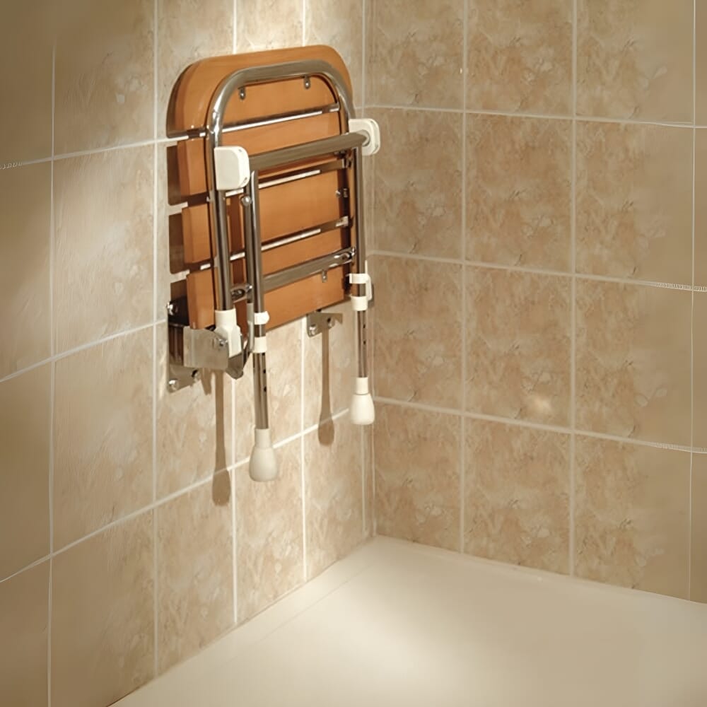 wooden slatted shower seat lifestyle