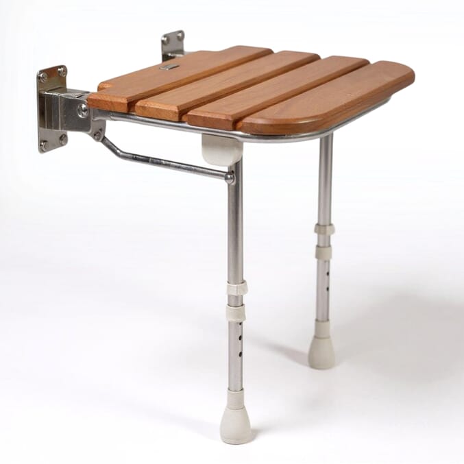 wooden slatted shower seat