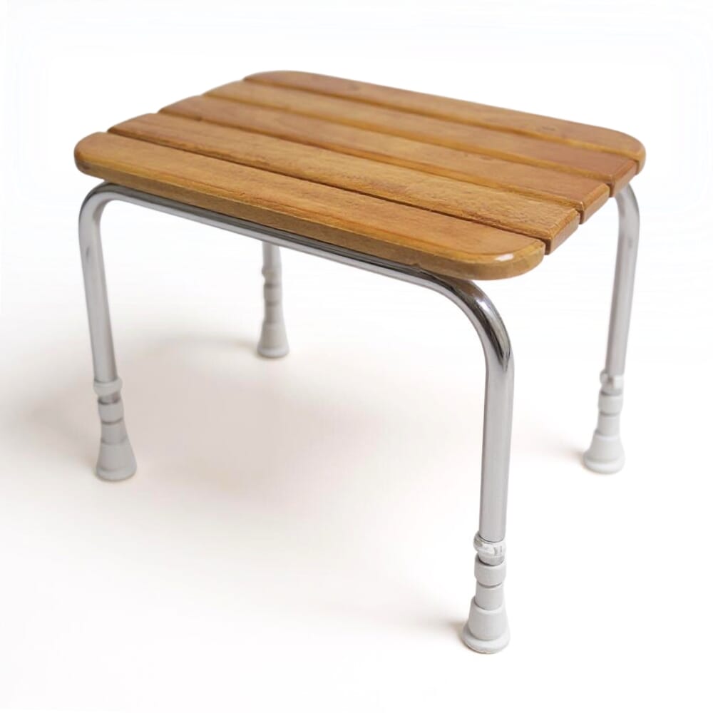 Wooden Slatted Shower Stool