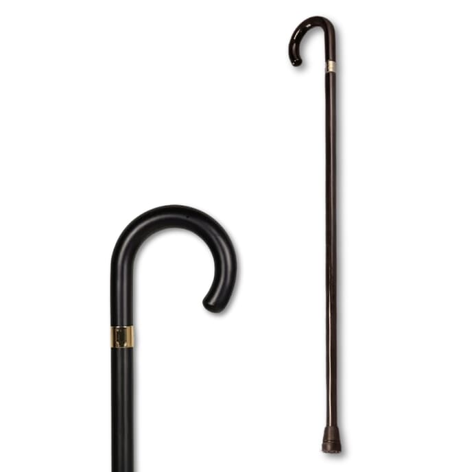 wooden stick with crook handle black