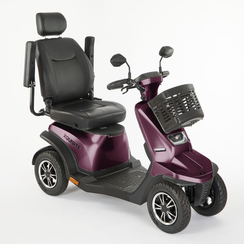 xquisite mobility scooter plum arms up