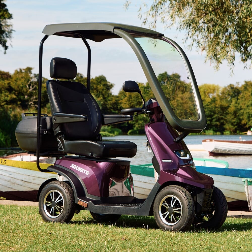 xquisite mobility scooter plum with canopy