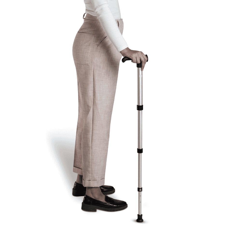 yonder telescopic walking stick silver in use