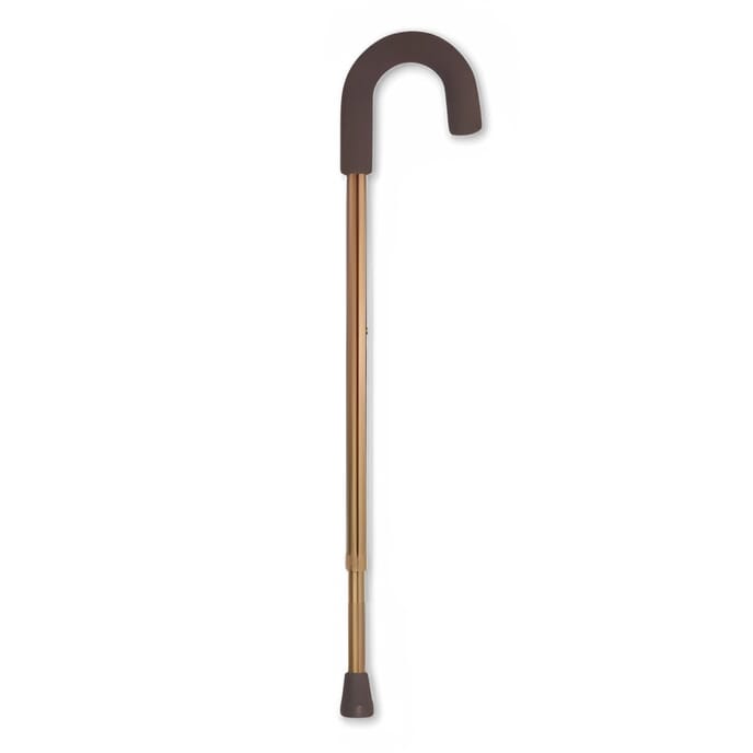 z tec fixed cane with crook handle and foam grip bronze