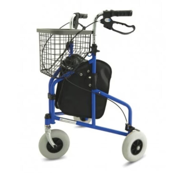 z tec folding lightweight aluminium tri wheel walker blue