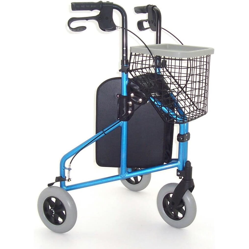 z tec folding lightweight aluminium tri wheel walker ice blue