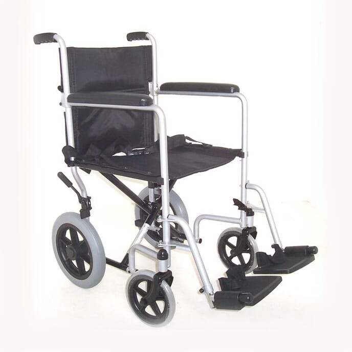 z tec folding steel transit wheelchair in silver1